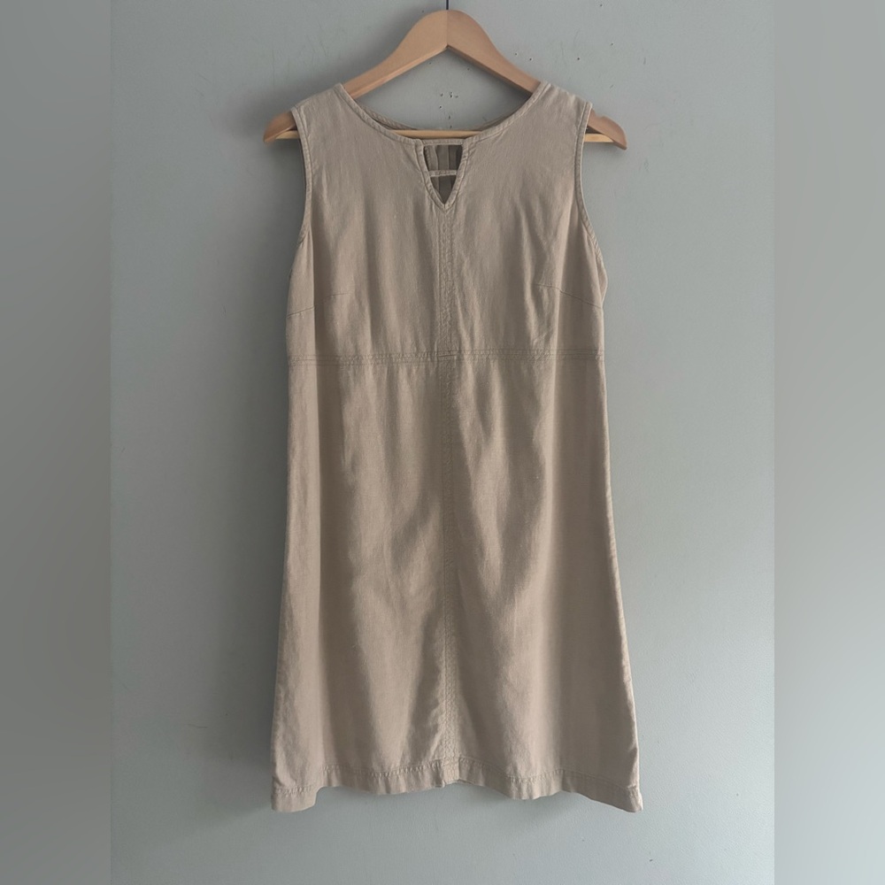 White Stag Linen Blend Sleeveless Shift Dress Tan Neutral Size S